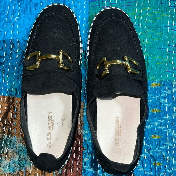 Ilse Jacobsen Shoes - ILSE JACOBSEN Black Loafers with Gold Accent